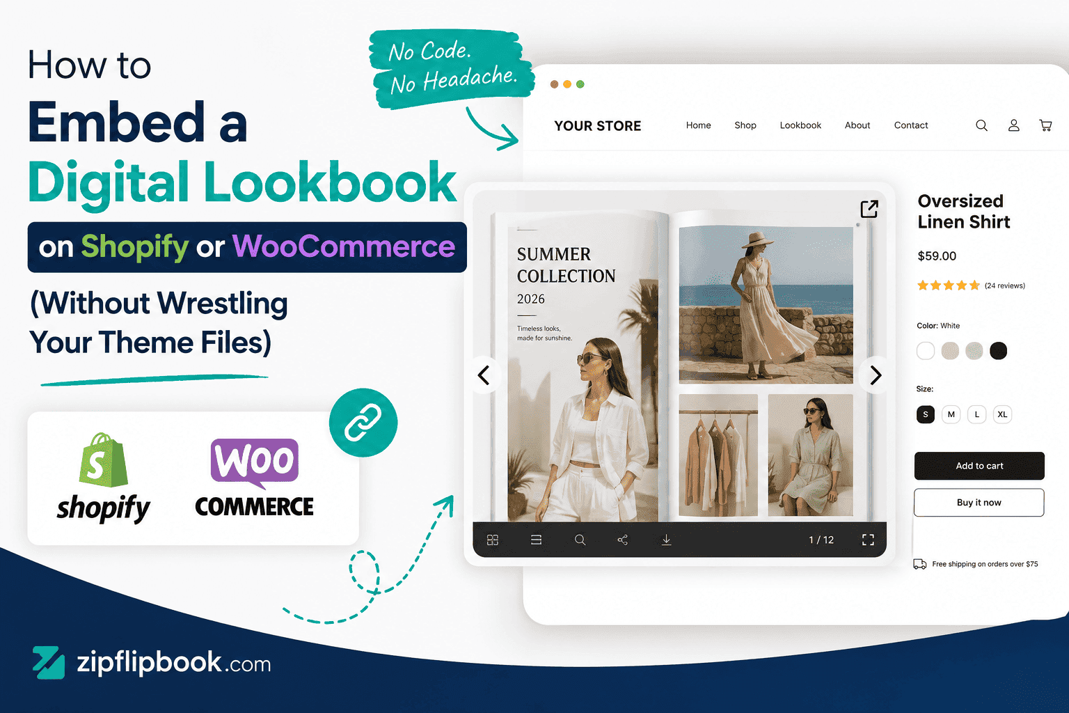 How to Embed a Digital Lookbook on Shopify or WooCommerce (Without Wrestling Your Theme Files)